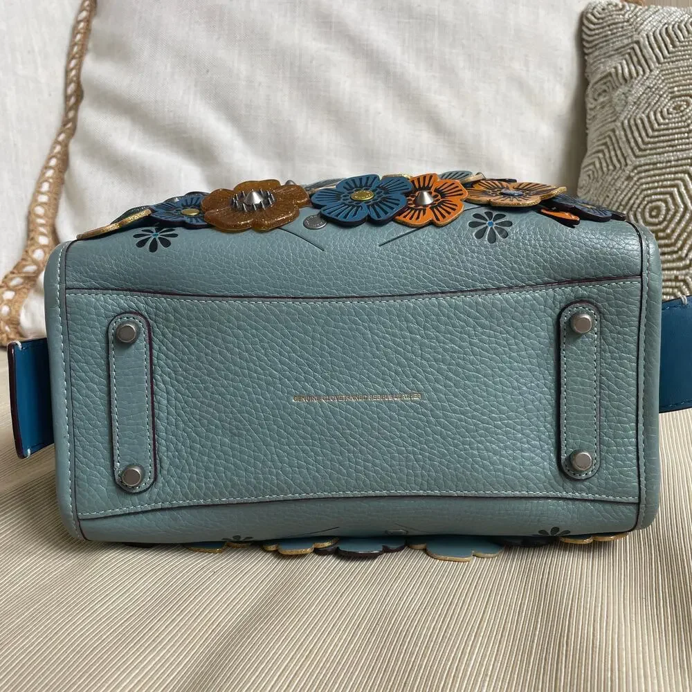 Coach 1941 Limited Edition Rogue 25 Tea Rose Satchel 10512, COA, Blue Multi - Picture 7 of 13